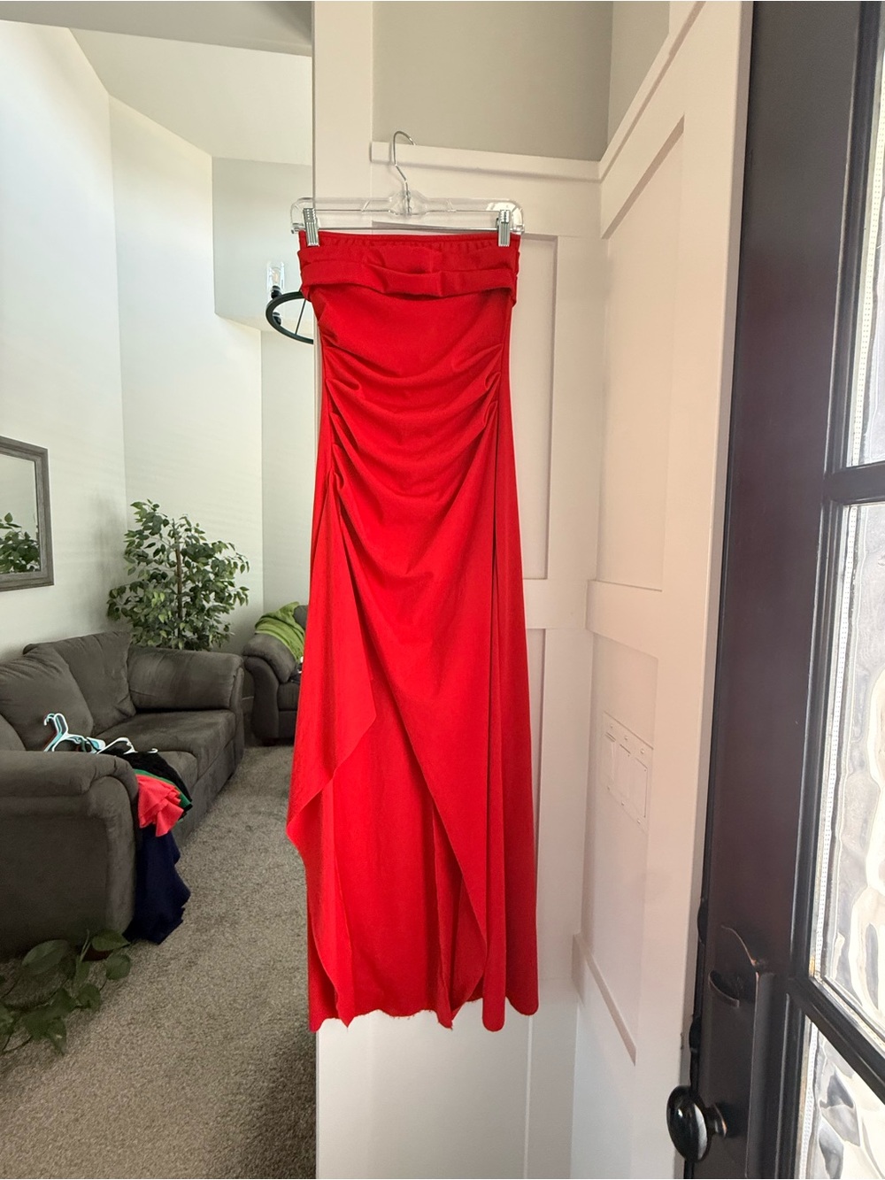 Red Draped Maxi Skirt